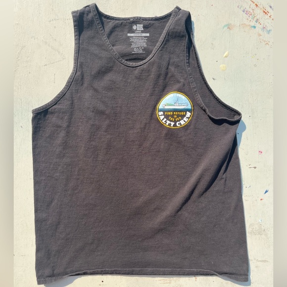 Women’s Salty Crew Tank Top Black Refuge Logo L Fishing Ocean Decks Adventure - Picture 2 of 13